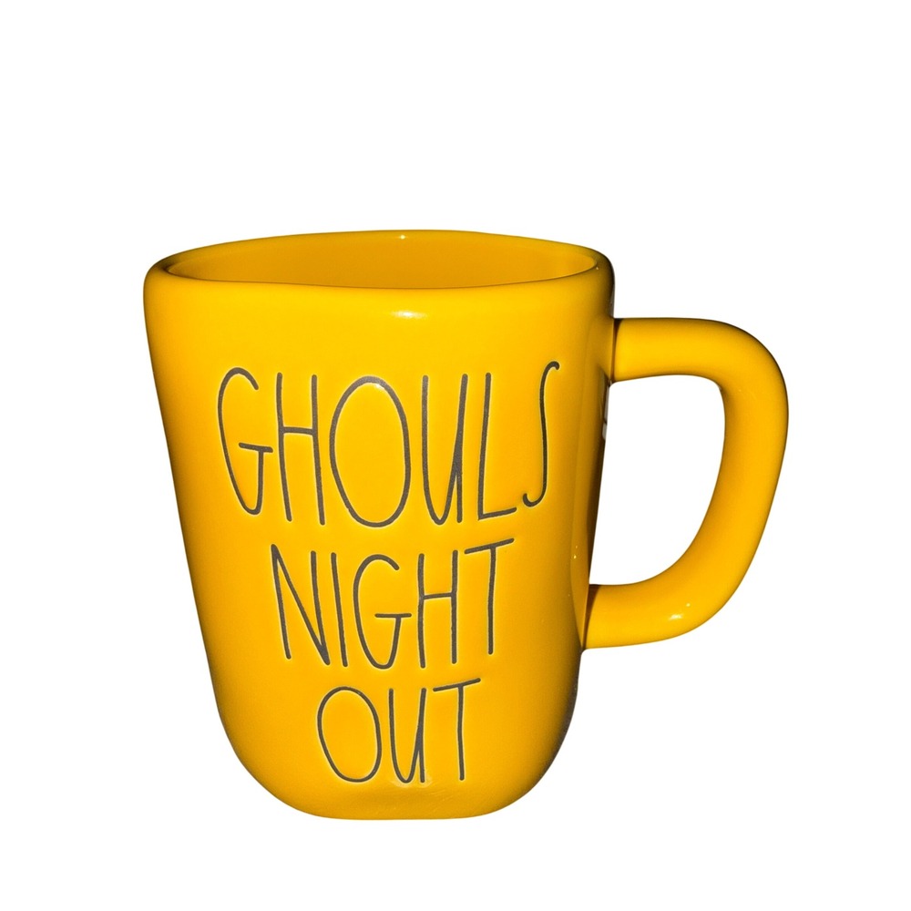 Rae Dunn Ghouls Night Out Yellow Ceramic Mug Artisan Collection Halloween